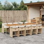 vidaXL 11-delige Tuinset met kussens poly rattan beige, Verzenden, Nieuw, Tuinset
