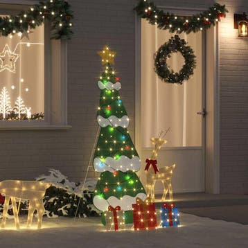 vidaXL Verlichte Kerstboom met 3 Geschenkdozen 2D Warm Wit, Verzenden