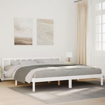 vidaXL Bedframe extra lang zonder matras grenenhout wit, Huis en Inrichting, Verzenden, Nieuw