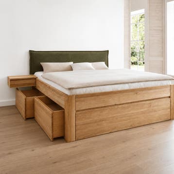 Forestales Roald Kernbeuken Houten Bed met Lades 45CM - 140