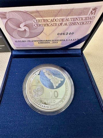 Espagne. 10 Euro 2019 Llegada del Hombre a la Luna Proof