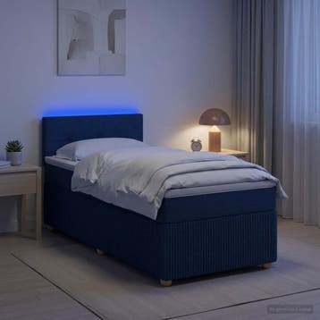 vidaXL Boxspringbed met matras met hoofdeinde Blauw 90 x 190, Maison & Meubles, Verzenden