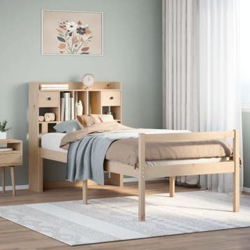 vidaXL Bed met boekenkast zonder matras massief grenenhout, Huis en Inrichting, Verzenden, Nieuw