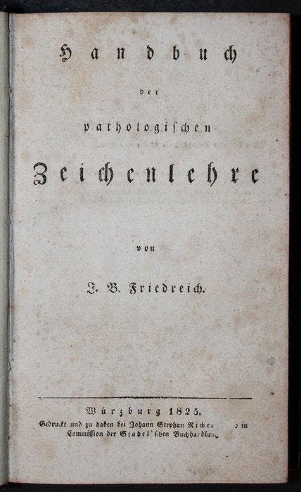 J. B. Friedrich - Handbuch der pathologischen Zeichenlehre -, Antiek en Kunst, Antiek | Boeken en Manuscripten