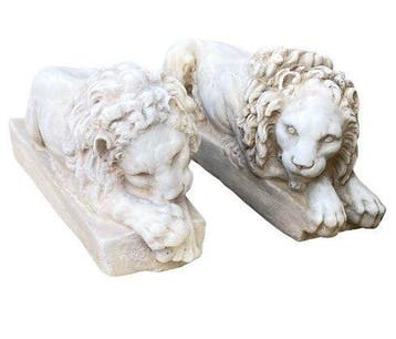 sculptuur, Coppia leoni - 20 cm - Canovas leeuwenpaar —