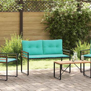 vidaXL Houten Laagbank 114 x 55 x 77 cm Turquoise, Verzenden