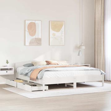 vidaXL Bedframe zonder matras massief grenenhout wit 180x200, Verzenden