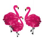 Hawaii Hangdecoratie Flamingo 49cm 3st, Verzenden, Nieuw