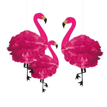 Hawaii Hangdecoratie Flamingo 49cm 3st, Verzenden, Nieuw