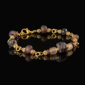 Oud-Romeins Bracelet, met Romeinse paarse glasparels