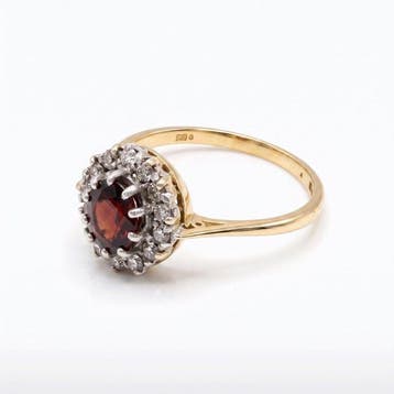 Zonder minimumprijs - Ring - 18 karaat Geel goud Granaat -, Bijoux, Sacs & Beauté, Bagues