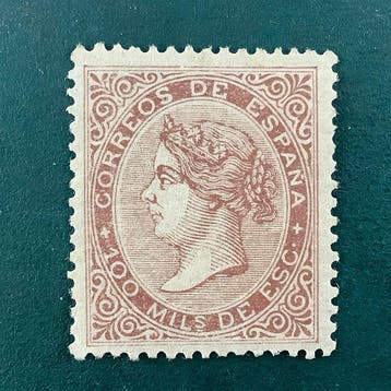 Espagne 1867 - 100 Miles Isabel II avec un bon centrage - MH, Gestempeld