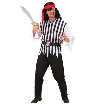 Piraat Kostuum Zwart Wit Heren Gestreept, Kleding | Heren, Carnavalskleding en Feestkleding, Verzenden, Nieuw