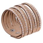 Fako Bijoux - Armband - Breed - Strass - Khaki, Verzenden