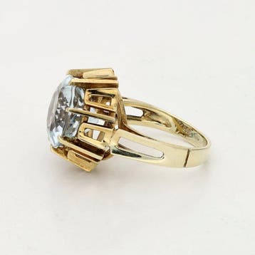 Ring - 14 karaat Geel goud - 5.80ct. tw. Aquamarijn, Nieuw