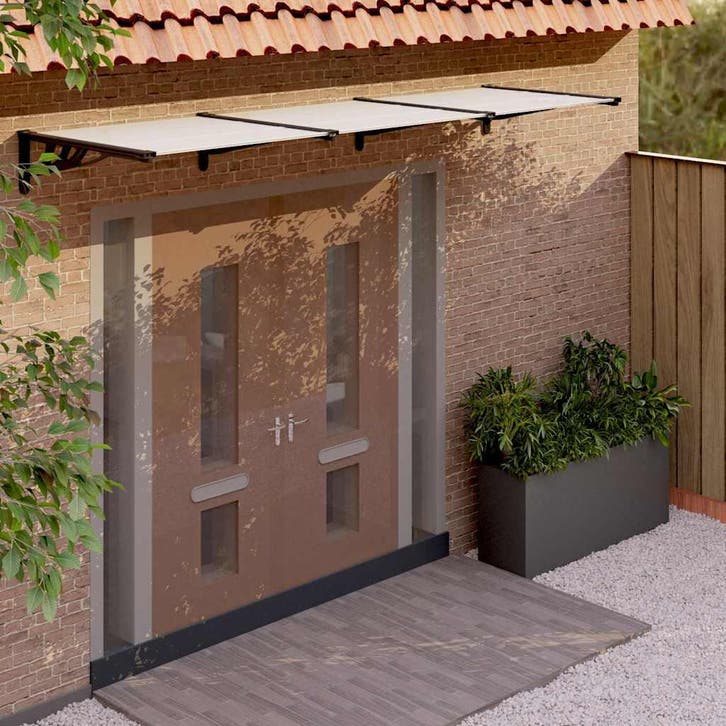 vidaXL Deurluifel 358,5x90 cm polycarbonaat zwart en, Tuin en Terras, Zonneschermen, Nieuw, Verzenden