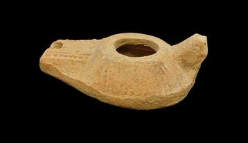 Byzantijns Terracotta Versierde olielamp - 105 mm (Zonder