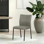 Leren eetkamerstoel Basic - Granada Steel (grijs) - Poten, Nieuw, Leer, Ophalen of Verzenden, Modern