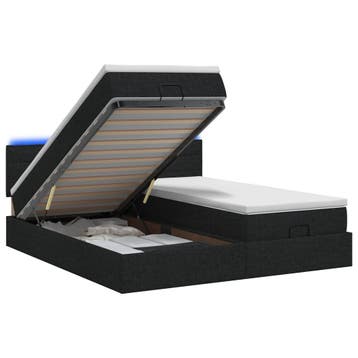 vidaXL Ottomaanse Bed met Matras en LED Zwart 160 x 200 cm, Verzenden