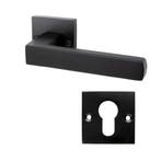 Deurklink Nova mat zwart met vierkante cilinderrozetten -..., Ophalen of Verzenden, Nieuw, IJzer, Klink of Kruk