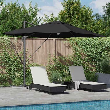 vidaXL Parasol Zwart 351 x 250 x 253 cm Polyester en, Verzenden, Nieuw