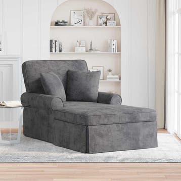 vidaXL Chaise Lounge met Rok Donkergrijs 157 x 91 x 91 cm, Maison & Meubles, Verzenden