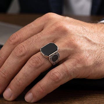 Sans prix de réserve - Bague Argent Onyx - Bague pour homme, Bijoux, Sacs & Beauté, Bagues