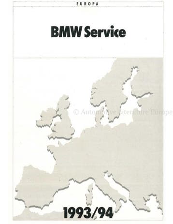 1993/1994 BMW SERVICE DEALERS EUROPA HANDBOEK