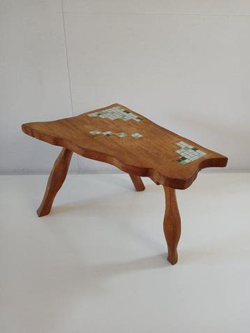 Table dappoint - Bois, Céramique - Brutaliste - Années 60