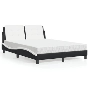 vidaXL Bed met matras Zadar kunstleer zwart en wit 140x200, Verzenden