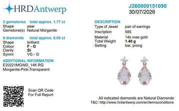 Ensemble de bijoux 2 pièces - 14 carats Or rose - 2.06ct., Bijoux, Sacs & Beauté, Bijoux anciens