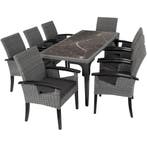 tectake Wicker tafel Foggia met 8 stoelen Rosarno - grijs, Verzenden, Nieuw