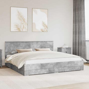 vidaXL Bedframe met hoofdeinde Beton Grijs 200 x 200 cm, Verzenden