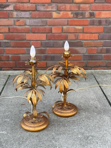Lamp - Twee vergulde korenarenlampen in de Coco-Chanel-stijl