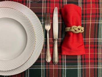 Nappe de Noël élégante en tartan à carreaux avec lurex -