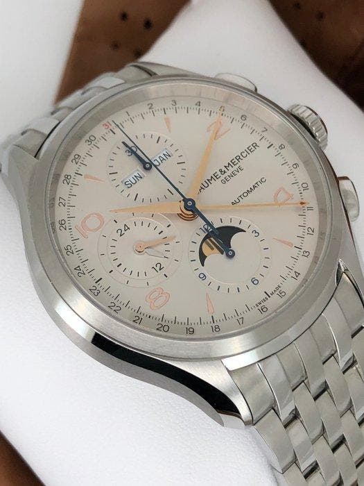 Baume & Mercier - Clifton Moonphase Calendrier Chronograph, Handtassen en Accessoires, Horloges | Heren