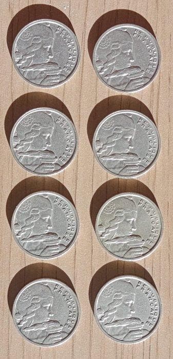 France. 100 Francs 1954/1958 Cochet (8 monete) di cui 1958, Postzegels en Munten