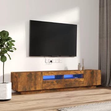 vidaXL 2-delige Tv-meubelset met LED bewerkt hout gerookt, Verzenden, Nieuw