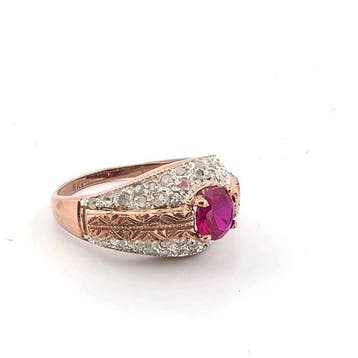 Zonder minimumprijs - Ring - 9 kt. Roségoud, Zilver Spinel -, Nieuw