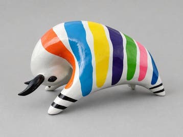 Beeld, garden statue modern colored bull - 26 cm - polyresin
