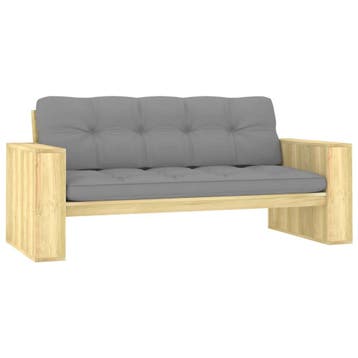 vidaXL Tuinbank met grijze kussens 179 cm geïmpregneerd, Tuin en Terras, Verzenden, Nieuw