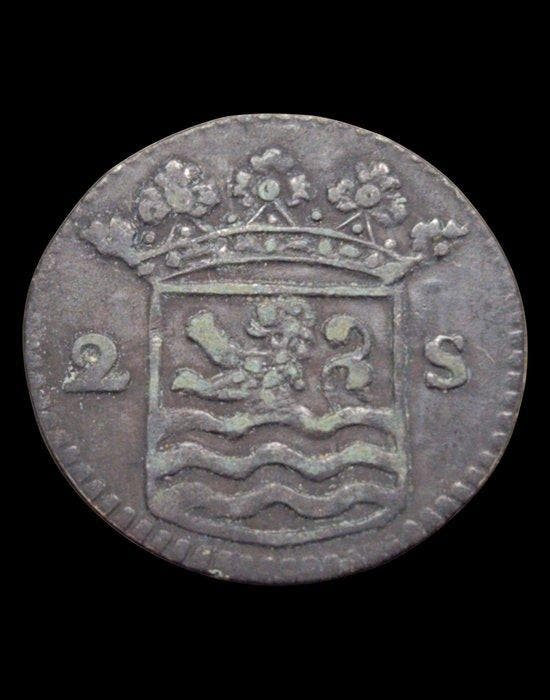 Nederland, Zeeland 2 of Dubbele Stuiver 1736 Ref: KM#59,, Timbres & Monnaies, Monnaies | Pays-Bas