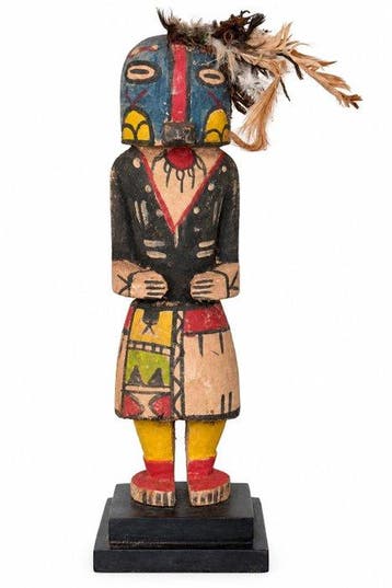 Poupée Kachina Hopi en bois polychrome - sculptuur -