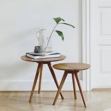 Set van 2 houten salontafels | Bijzettafel | Op voorraad, Overige materialen, Verzenden, Rond, Nieuw