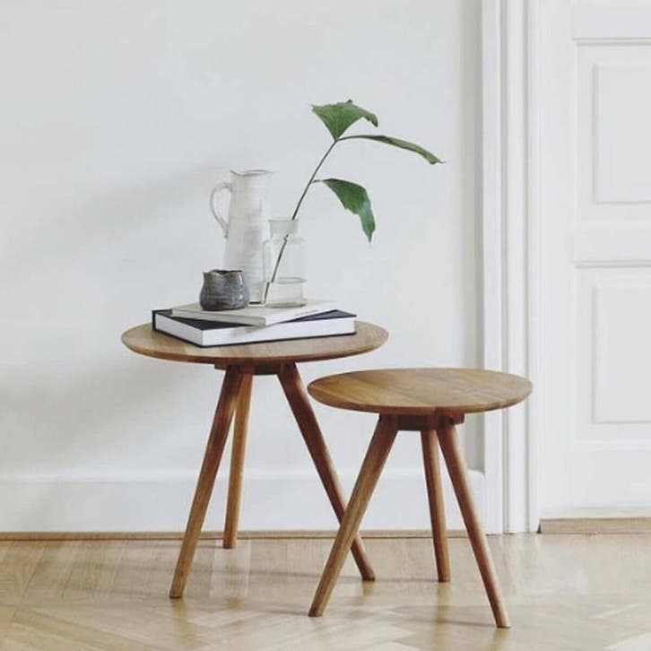 Set van 2 houten salontafels | Bijzettafel | Op voorraad, Huis en Inrichting, Tafels | Salontafels, Nieuw, Overige materialen