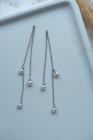 Boucles doreilles - 18 carats Or blanc Perle - Boucle, Nieuw