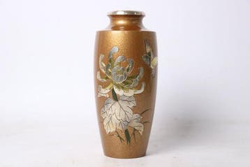 Vaas - Brons - Japan - Chrysant & Vogel (Zonder, Antiek en Kunst