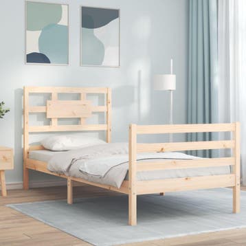 vidaXL Bedframe met hoofdbord massief hout, Verzenden, Nieuw