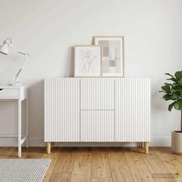 vidaXL Dressoir Hoogglans Wit 89 x 34,5 x 60 cm Bewerkt hout, Verzenden, Nieuw