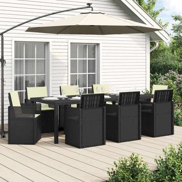 vidaXL Tuin Eettafel Set 9 st Antraciet- en crèmekleurig PP, Verzenden